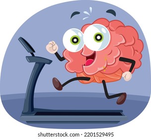 
Brain Exercise Vector Concept Medical Cartoon Illustration. Powerful strong mind doing a workout on a treadmill
