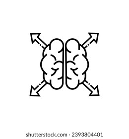 Brain with expanding arrow icon vector