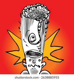 brain explosion cartoon scene funny illustration