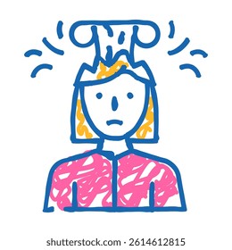 brain explosion female doodle icon sketch vector. brain explosion female sign. isolated symbol illustration