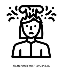 brain explosion female line icon vector. brain explosion female sign. isolated contour symbol black illustration