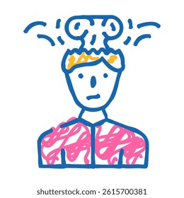 brain explosion male doodle icon sketch vector. brain explosion male sign. isolated symbol illustration