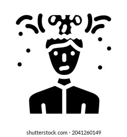 brain explosion male glyph icon vector. brain explosion male sign. isolated contour symbol black illustration