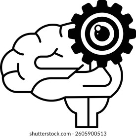 A brain with a eye and a gear in front of it