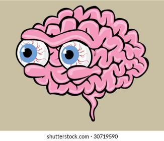 Brain with Eyes - Vector Illustration