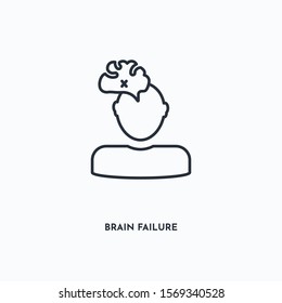 brain failure outline icon. Simple linear element illustration. Isolated line brain failure icon on white background. Thin stroke sign can be used for web, mobile and UI.