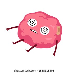 Brain Fainted Dizzy Mascot Character Cartoon Illustration