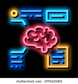 Brain Feature neon light sign vector. Glowing bright icon Brain Feature sign. transparent symbol illustration