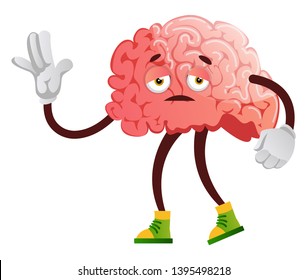 Brain is feeling sleepy, illustration, vector on white background.