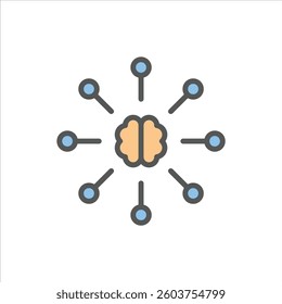 Brain filled outline icon. Knowledge color line illustration.
