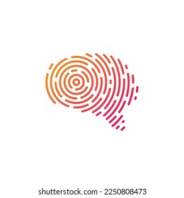 brain finger print fingerprint lock secure security logo vector icon illustration