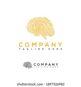Brain Fingerprint scan logo, privacy, cybersecurity, cloud icon, identity information, and network protection. Brain cloud logo Vector icon design