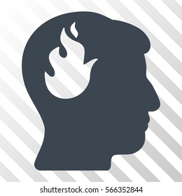 Brain Fire vector pictograph. Illustration style is flat iconic smooth blue symbol on a hatch transparent background.