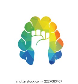 Brain fist vector logo design. Intellect power logo. Extreme intelligence concept.