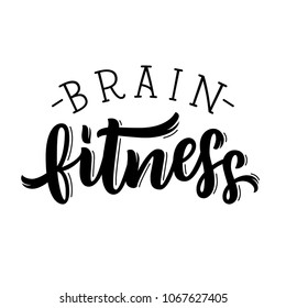 Brain fitness logo. Vector hand lettering.