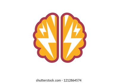 Brain Flash Thunder Logo Symbol Design Illustration