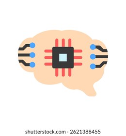 Color plano del cerebro, mini icono de la ilustración. uso para el concepto moderno, impresión, UI, kit de UX, Web y desarrollo del App. Vector EPS 10, relacionado con la inteligencia artificial, tema de tecnología