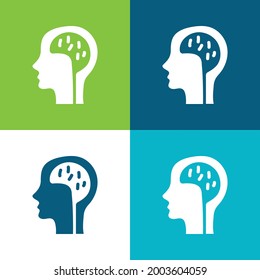 Brain Flat four color minimal icon set