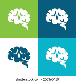 Brain Flat four color minimal icon set