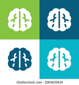 Brain Flat four color minimal icon set