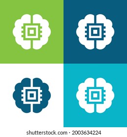 Brain Flat four color minimal icon set