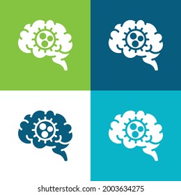 Brain Flat four color minimal icon set