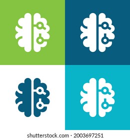 Plano de cerebro cuatro colores conjunto de iconos mínimo