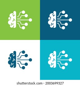 Plano de cerebro cuatro colores conjunto de iconos mínimo