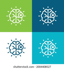 Plano de cerebro cuatro colores conjunto de iconos mínimo