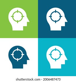 Brain Flat four color minimal icon set
