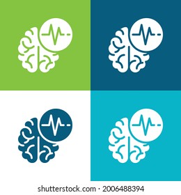 Brain Flat four color minimal icon set