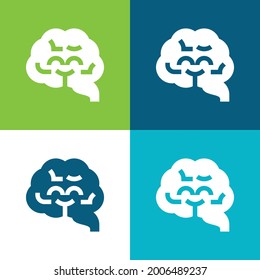 Brain Flat four color minimal icon set