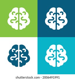 Brain Flat four color minimal icon set