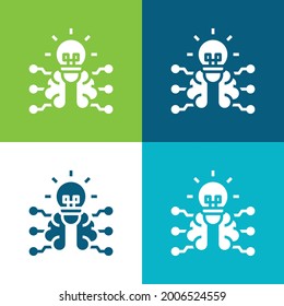 Brain Flat four color minimal icon set