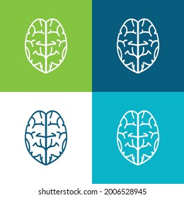 Plano de cerebro cuatro colores conjunto de iconos mínimo