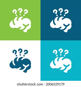 Brain Flat four color minimal icon set