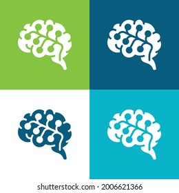 Plano de cerebro cuatro colores conjunto de iconos mínimo