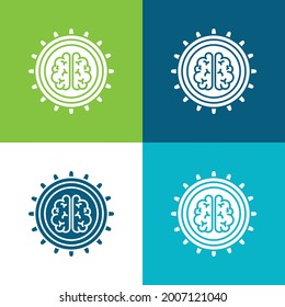 Brain Flat four color minimal icon set