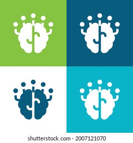 Brain Flat four color minimal icon set