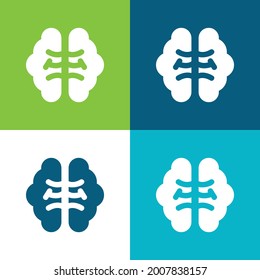 Brain Flat four color minimal icon set