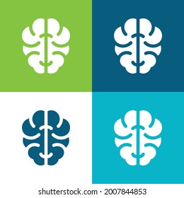 Brain Flat four color minimal icon set