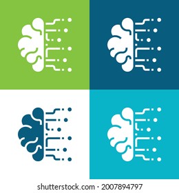 Brain Flat four color minimal icon set