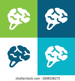 Plano de cerebro cuatro colores conjunto de iconos mínimo
