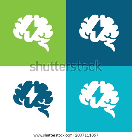 Brain Flat four color minimal icon set