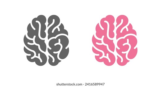 Brain flat icon. Line and glyph brain collection. Brainstorm isolated on white background. Logo, sign template. Vector illustration eps 10.