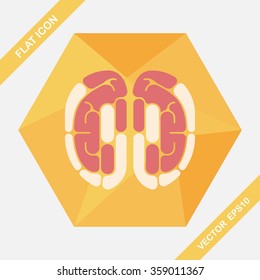 brain flat icon with long shadow