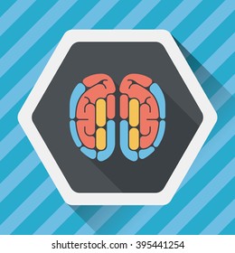 brain flat icon with long shadow