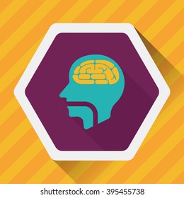 brain flat icon with long shadow