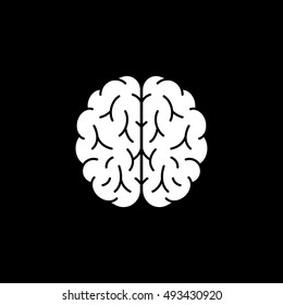 Brain Flat Icon On Black Background