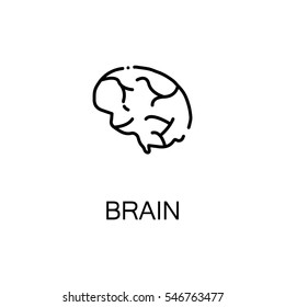 Brain flat icon. Single high quality outline symbol of human body for web design or mobile app. Thin line signs of brain for design logo, visit card, etc. Outline pictogram of brain 